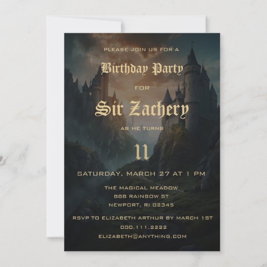 *~* AP88ファンタジー城中世誕生日 招待状 (裏面)