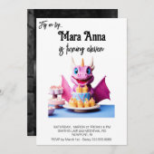 *~* AP88ベビーカップケーキドラゴンフォトバースデーパーティー 招待状 (正面/裏面)