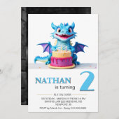 *~* AP88 ドラゴンベイビー　写真　２才　誕生日パーティー 招待状 (正面/裏面)