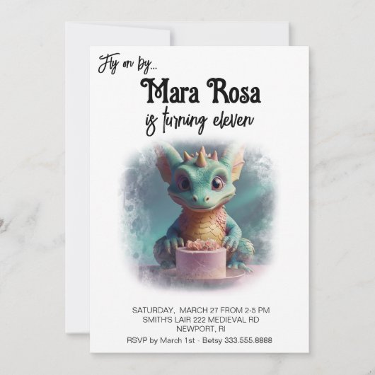 *~* AP88 フォト ハッピー ベイビードラゴン バースデーパーティー 招待状 (正面)