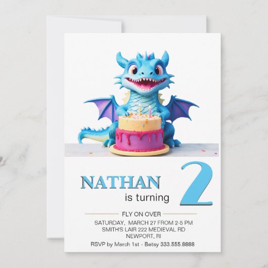 *~* AP88 Dragonベビー写真時代2誕生日パーティー 招待状 (正面)