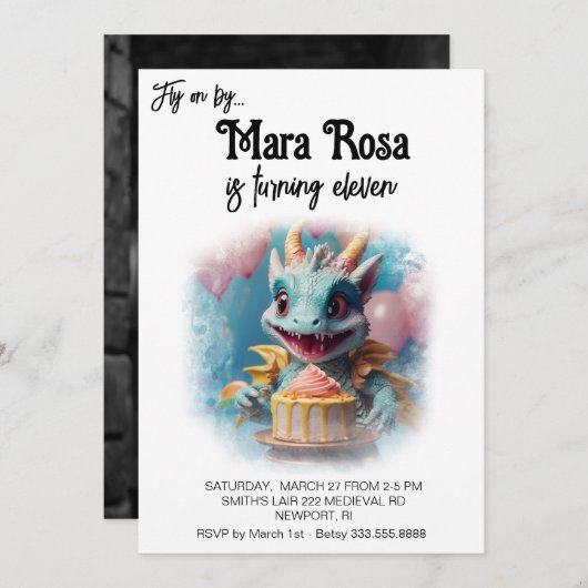 *~* AP88 PHOTOスウィートベビードラゴン誕生日パーティー 招待状 (正面/裏面)