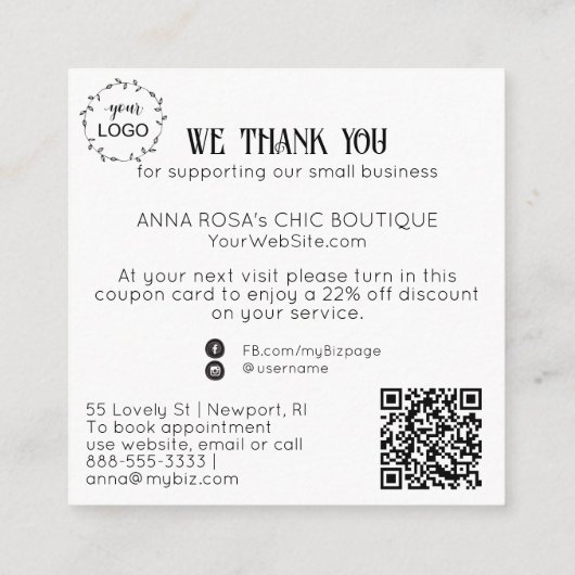 *~* AP8 QRクーポンありがとうロゴ エンクロージャーカード (裏面)