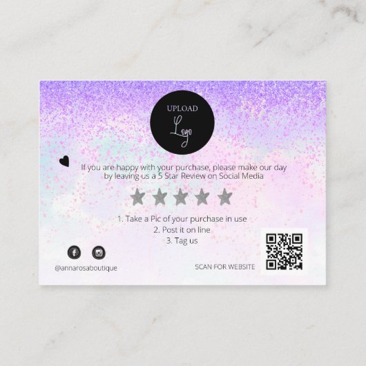 *~* AP8 QRディスカウントサンキュー – ロゴレビュー エンクロージャーカード (裏面)