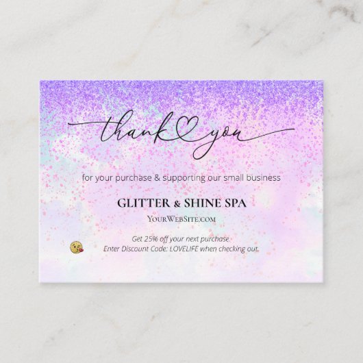 *~* AP8 QRディスカウントサンキュー – ロゴレビュー エンクロージャーカード (正面)