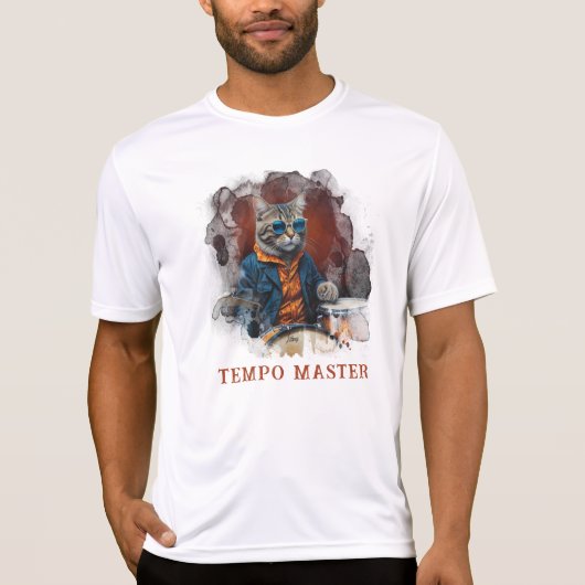 *~* AP91パーカッショニスト猫クールジャケットドラマー Tシャツ (正面)