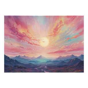 *~* AP93ドリームスケープ夕日の山の風景 フォトプリント