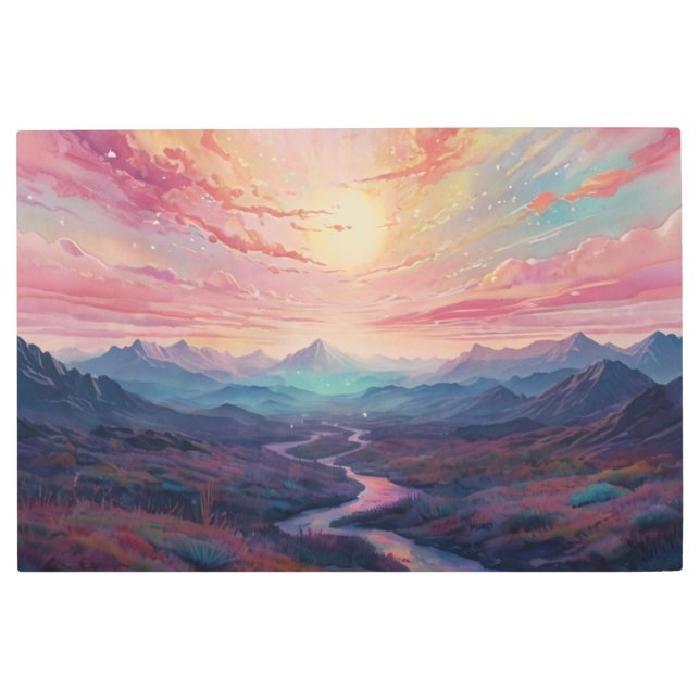 *~* AP93ドリームスケープ夕日の山の風景 メタルプリント (正面)