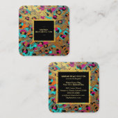 ** AP93ヒョウ動物ネオンはっきりした抽象芸術金ゴールド スクエア名刺 (正面/裏面)