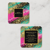 ** AP93抽象芸術金ゴールドヒョウ動物ネオンはっきりした スクエア名刺 (正面/裏面)