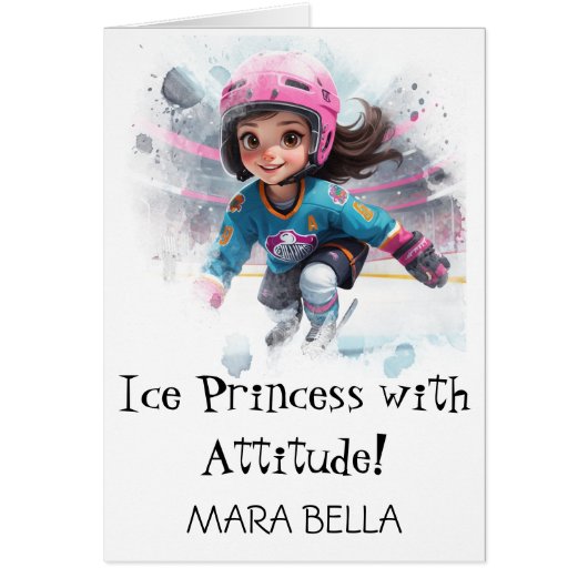 *~* AP94かわいい4ホッケーガールパーソナライズド誕生日 (正面)