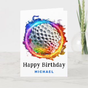 *~* AP94リングや輪レインボーファイアゴルフボール誕生日カード サンキューカード