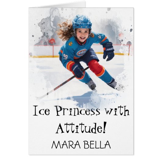 *~* AP94 Cute 15 Hockey Girl  Personalize Birthday (正面)