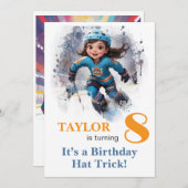 *~* AP94 DIY k-8 Cute Hockey Girl Birthday 招待状 (正面/裏面)