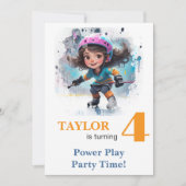 *~* AP94 k-22 DIYかわいいホッケーガール誕生日 招待状 (正面)