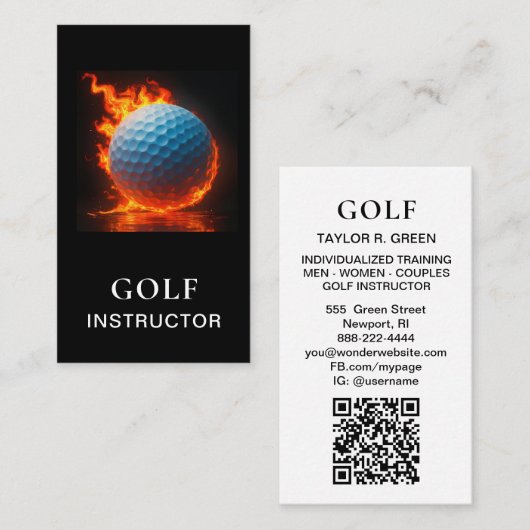 *~*  AP94 QR Flames Fire  Hot  Bold Golf Ball  名刺 (正面/裏面)