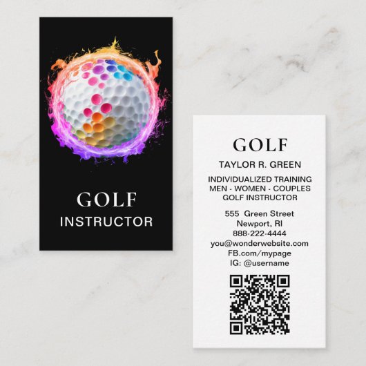 *~*  AP94 QR Flames Fire Rainbow  Bold Golf Ball  名刺 (正面/裏面)