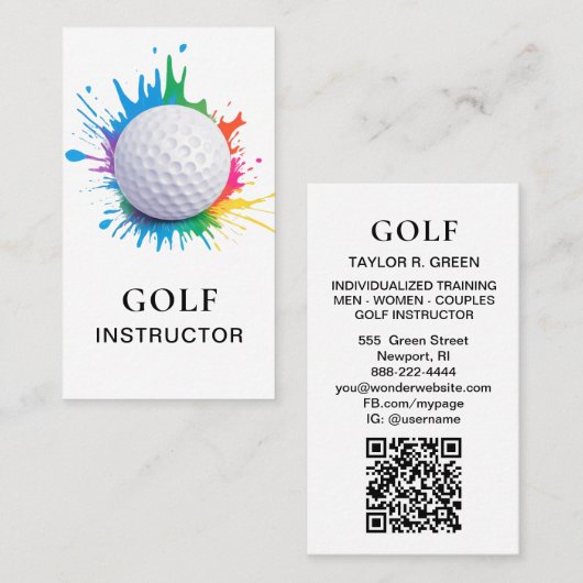 *~*  AP94  QR Rainbow Splash Golf Ball  名刺 (正面/裏面)
