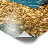 ~AP95 ふんわりとした女性 花 ゴールド グリッターアート フォトプリント (角)