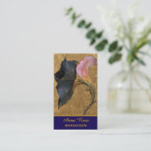 AP98 高級感のある花 ゴールド29 豊かな QR フローラルデザイン 名刺 (スタンド正面)