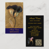 *~* AP98 Elegant Flower Gold 15  Rich  QR Floral  名刺 (正面/裏面)