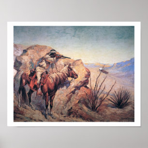 Apache Ambush (oil on canvas) ポスター