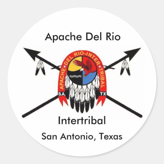 Apache Del Rio Intertribal 3"ステッカー ラウンドシール (正面)