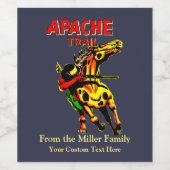 Apache Trail #1、バナー付き先住民アメリカン ワインラベル (シングルラベル)