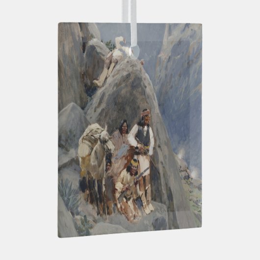 Apache Warriors：アメリカの騎兵隊の待ち伏せ ガラスオーナメント (正面右)