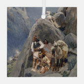 Apache Warriors:アメリカの騎兵隊の待ち伏せ ガラスオーナメント (裏面)