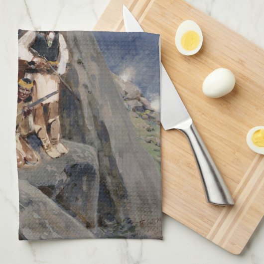 Apache Warriors：アメリカの騎兵隊の待ち伏せ キッチンタオル (四つ折り)