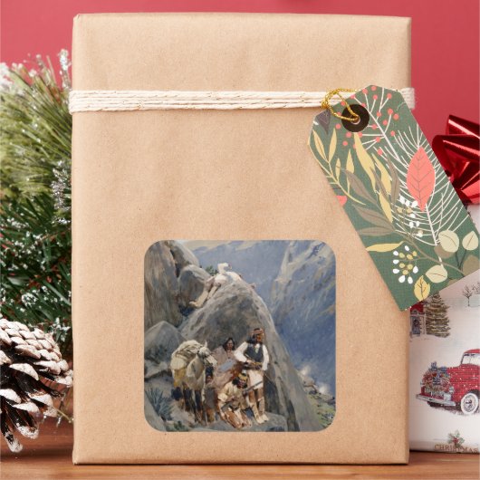 Apache Warriors:アメリカの騎兵隊の待ち伏せ スクエアシール (クリスマス)