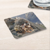 Apache Warriors：アメリカの騎兵隊の待ち伏せ スクエアペーパーコースター (アングル)