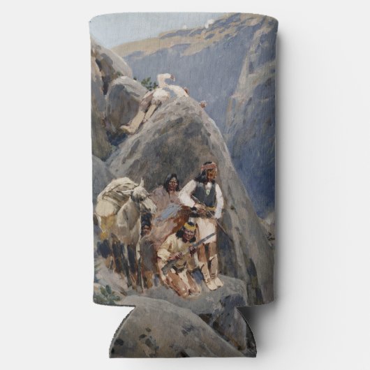 Apache Warriors:アメリカの騎兵隊の待ち伏せ スリム缶クーラー (裏面)