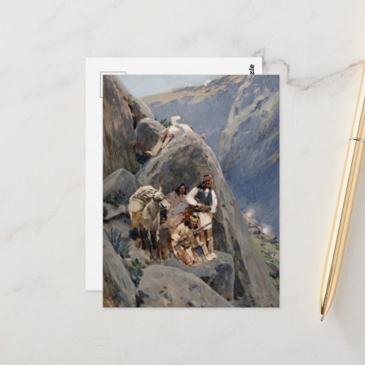 Apache Warriors:アメリカの騎兵隊の待ち伏せ ポストカード (正面/裏面インサイチュ)