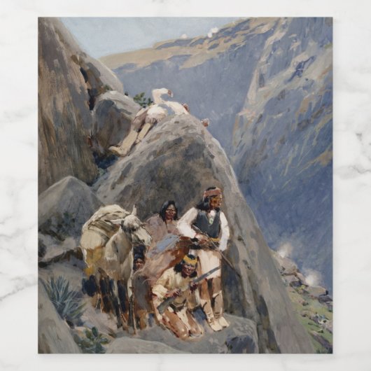 Apache Warriors：アメリカの騎兵隊の待ち伏せ ワインラベル (シングルラベル)