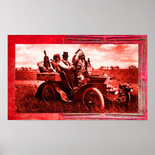 APACHES AND GERONIMO DRIVING A MOTOR CAR ポスター