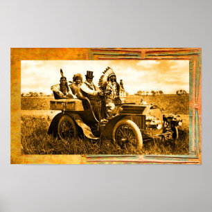 APACHES AND GERONIMO DRIVING A MOTOR CAR ポスター