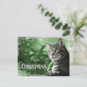 APAL -クリスマスの銀製の虎猫猫 シーズンポストカード (スタンド正面)