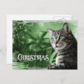 APAL -クリスマスの銀製の虎猫猫 シーズンポストカード (正面/裏面)