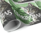 APAL -クリスマスの銀製の虎猫猫 ラッピングペーパー (ロールコーナー)