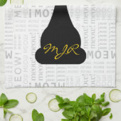 APAL: 黒猫の猫の鳴き声のカスタム キッチンタオル (折り畳み)