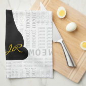 APAL: 黒猫の猫の鳴き声のカスタム キッチンタオル (四つ折り)