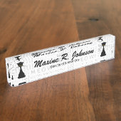 APAL: 黒猫の猫の鳴き声のカスタム デスクネームプレート (側面)