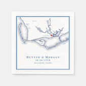 Apalachicola FLの地図ネエレガントビーブルー結婚ズ スタンダードカクテルナプキン (正面)