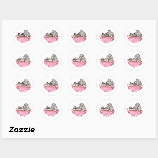 apanese Castle Sakura Spring Sticker Pack ラウンドシール (シート)