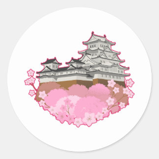 apanese Castle Sakura Spring Sticker Pack ラウンドシール