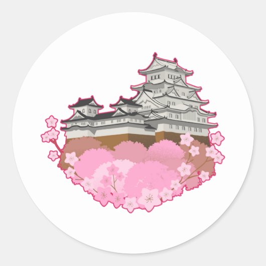 apanese Castle Sakura Spring Sticker Pack ラウンドシール (正面)