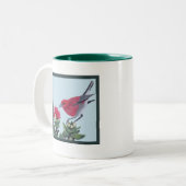 Apapane & Lehua Blossom Hawaii Nature Illustration ツートーンマグカップ (正面左)