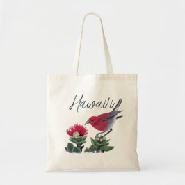 Apapane & Lehua Blossom Hawaii Nature Illustration トートバッグ